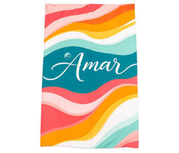 canga de praia colorida amar com estampa de ondas