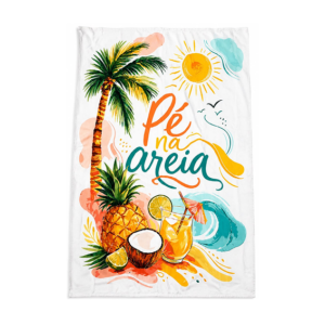 canga de praia tropical pé na areia com estampa verão