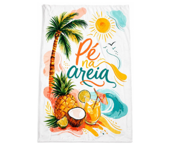 canga de praia tropical pé na areia com estampa verão