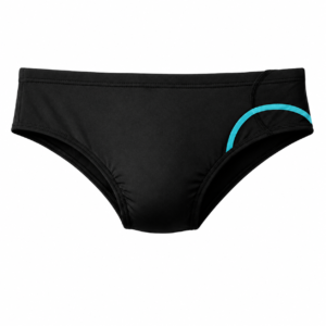 sunga masculina preta com detalhe azul lateral